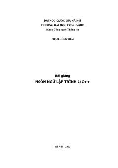 Giáo trình Ngôn ngữ lập trình C/ C++