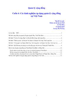 Giáo trình Quản lý cộng đồng - Cuốn 4: Các kinh nghiệm áp dụng quản lý cộng đồng tại Việt Nam