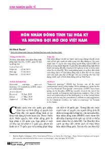 Hôn nhân đồng tính tại Hoa Kỳ và những gợi mở cho Việt Nam