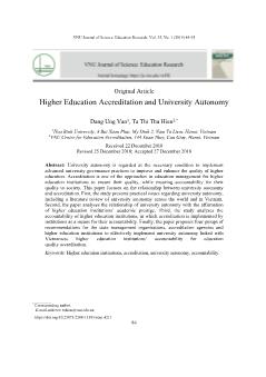 Kiểm định chất lượng giáo dục và tự chủ Đại học