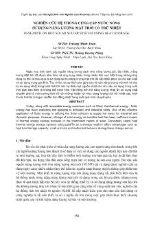 Nghiên cứu hệ thống cung cấp nước nóng sử dụng năng lượng mặt trời có trữ nhiệt