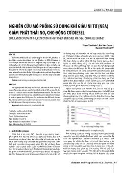 Nghiên cứu mô phỏng sử dụng khí giàu ni tơ (nea) giảm phát thải nox cho động cơ diesel