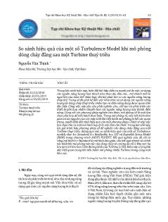 So sánh hiệu quả của một số Turbulence Model khi mô phỏng dòng chảy đằng sau một Turbine thuỷ triều