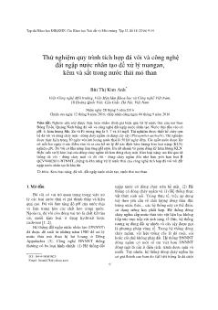 Thử nghiệm quy trình tích hợp đá vôi và công nghệ đất ngập nước nhân tạo để xử lý mangan, kẽm và sắt trong nước thải mỏ than