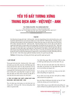 Yếu tố bất tương xứng trong dịch Anh - Việt / Việt - Anh