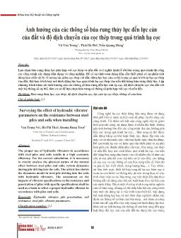 Ảnh hưởng của các thông số búa rung thủy lực đến lực cản của đất và độ dịch chuyển của cọc thép trong quá trình hạ cọc