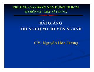 Bài giảng Thí nghiệm chuyên ngành - Nguyễn Hòa Dương