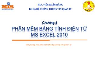 Bài giảng Tin học đại cương - Chương 4: Phần mềm bảng tính điện tử MS Excel 2010