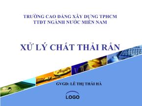 Bài giảng Xử lý chất thải rắn - Lê Thị Thái Hà