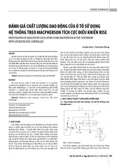 Đánh giá chất lượng dao động của ô tô sử dụng hệ thống treo macpherson tích cực điều khiển Rise