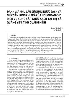 Đánh giá nhu cầu sử dụng nước sạch và mức sẵn lòng chi trả của người dân cho dịch vụ cung cấp nước sạch tại thị xã Quảng Yên, tỉnh Quảng Ninh