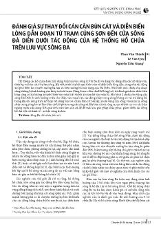 Đánh giá sự thay đổi cán cân bùn cát và diễn biến lòng dẫn đoạn từ trạm củng sơn đến cửa sông Đà Diễn dưới tác động của hệ thống hồ chứa trên lưu vực sông Ba