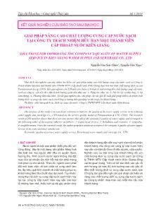 Giải pháp nâng cao chất lượng cung cấp nước sạch tại công ty Trách nhiệm hữu hạn một thành viên cấp thoát nước Kiên Giang