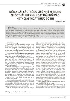 Kiểm soát các thông số ô nhiễm trong nước thải phi sinh hoạt đấu nối vào hệ thống thoát nước đô thị