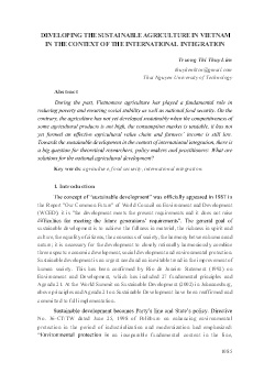 Developing the sustainable agriculture in vietnam in the context of the international integration