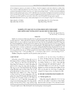 Nghiên cứu mật độ và lượng phân bón thích hợp cho giống đậu tương đt35 tại Hà Nội và Thái Bình