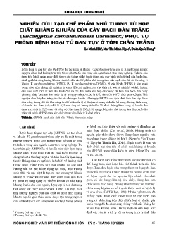 Nghiên cứu tạo chế phẩm nhũ tương từ hợp chất kháng khuẩn của cây bạch đàn trắng (Eucalyptus camaldulensis dahnardt) phục vụ phòng bệnh hoại tử gan tụy ở tôm chân trắng