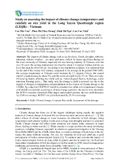 Study on assessing the impact of climate change (Temperature and Rainfall) on rice yield in the Long Xuyen Quadrangle region (LXQR) – Vietnam
